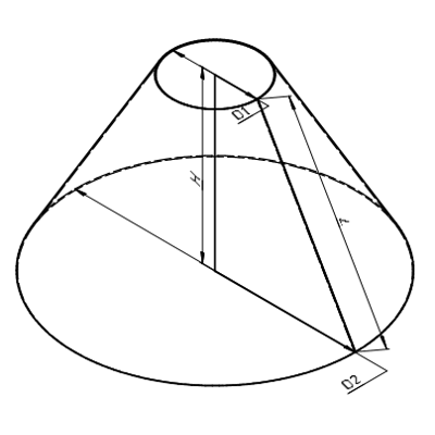 Объем усеченного конуса по диаметрам и образующей
